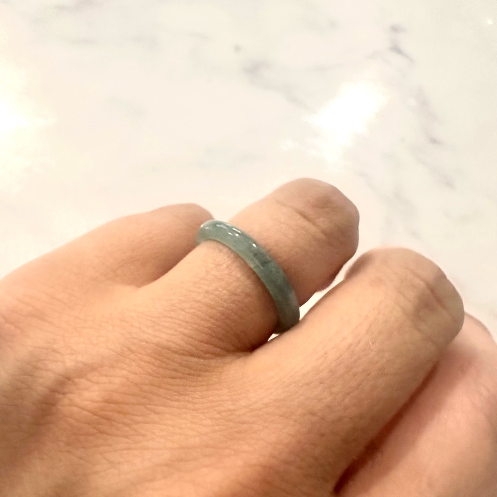 Jade ring, authentic jade stone ring size 6.5, glass ring, good luck ring